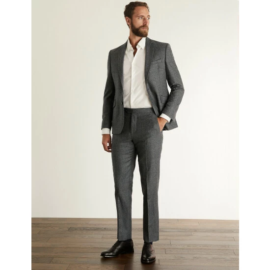 JAEGER Slim Fit Wool Flannel Puppytooth Trousers Men Charcoal Mix 5 JAEGER Slim Fit Wool Flannel Puppytooth Trousers Men Charcoal Mix - Image 5