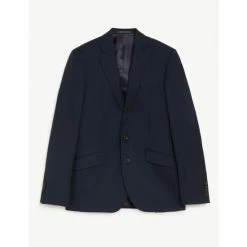 JAEGER Slim Fit Pure Wool Birdseye Jacket Men Medium Navy