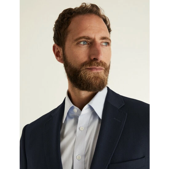 JAEGER Slim Fit Pure Wool Birdseye Jacket Men Medium Navy 4 JAEGER Slim Fit Pure Wool Birdseye Jacket Men Medium Navy - Image 4