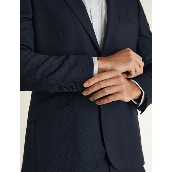 JAEGER Slim Fit Pure Wool Birdseye Jacket Men Medium Navy 8 JAEGER Slim Fit Pure Wool Birdseye Jacket Men Medium Navy - Image 8