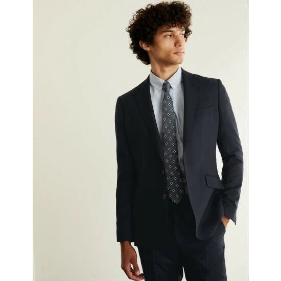 JAEGER Slim Fit Pure Wool Birdseye Jacket Men Medium Navy 14 JAEGER Slim Fit Pure Wool Birdseye Jacket Men Medium Navy - Image 14