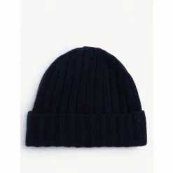 JAEGER Pure Cashmere Knitted Beanie Hat Men Green