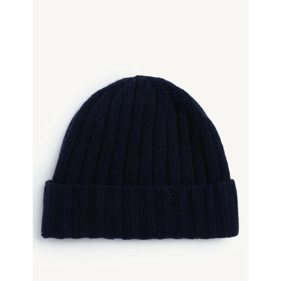 JAEGER Pure Cashmere Knitted Beanie Hat Men Green 1 JAEGER Pure Cashmere Knitted Beanie Hat Men Green