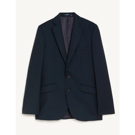 JAEGER Tailored Fit Pure Wool Birdseye Jacket Men Medium Navy 1 JAEGER Tailored Fit Pure Wool Birdseye Jacket Men Medium Navy