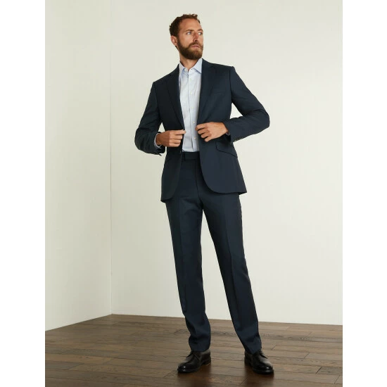 JAEGER Tailored Fit Pure Wool Birdseye Jacket Men Medium Navy 6 JAEGER Tailored Fit Pure Wool Birdseye Jacket Men Medium Navy - Image 6