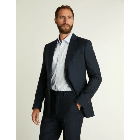 JAEGER Tailored Fit Pure Wool Birdseye Jacket Men Medium Navy 7 JAEGER Tailored Fit Pure Wool Birdseye Jacket Men Medium Navy - Image 7