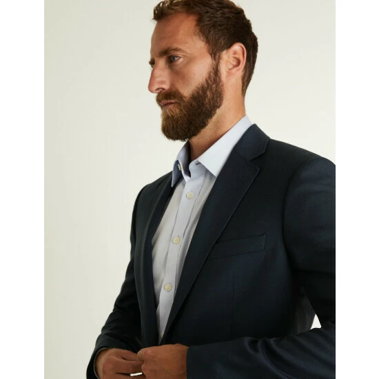 JAEGER Tailored Fit Pure Wool Birdseye Jacket Men Medium Navy 8 JAEGER Tailored Fit Pure Wool Birdseye Jacket Men Medium Navy - Image 8