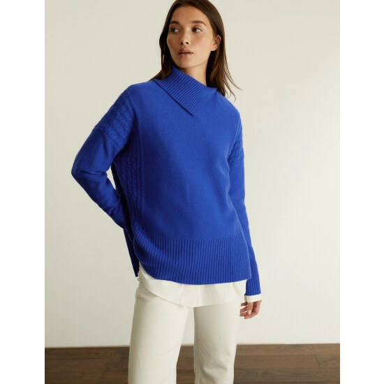 JAEGER Wool Rich Funnel Neck Relaxed Jumper Women Fern Green 3 JAEGER Wool Rich Funnel Neck Relaxed Jumper Women Fern Green - Image 3