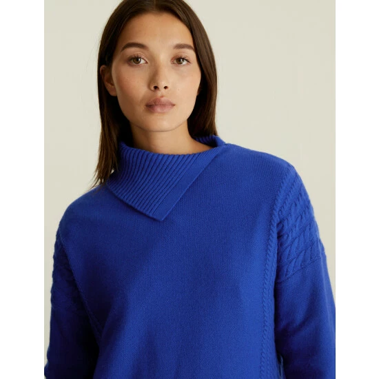 JAEGER Wool Rich Funnel Neck Relaxed Jumper Women Fern Green 7 JAEGER Wool Rich Funnel Neck Relaxed Jumper Women Fern Green - Image 7