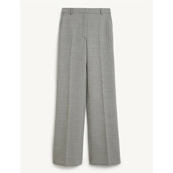 JAEGER Houndstooth Wide Leg Trousers Women Black Mix 1 JAEGER Houndstooth Wide Leg Trousers Women Black Mix